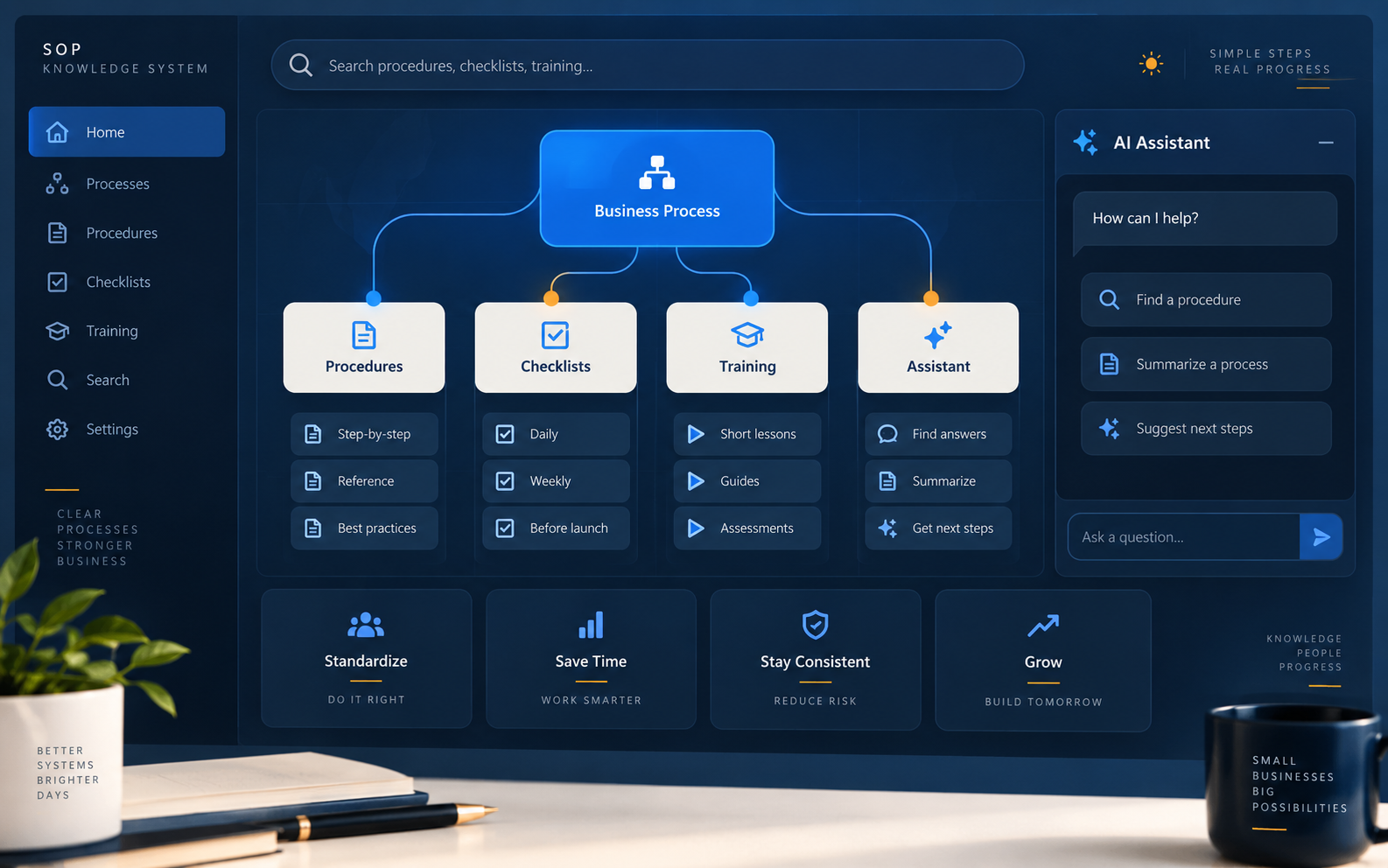 AI-powered SOP knowledge system concept